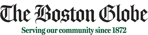 The Boston Globe Logo | Tagline: Serving our community since 1872